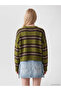 Xside Khaki Striped Oversize Women's Knitwear Sweater - 4