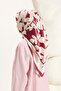 Patterned Twill Scarf Leaf Burgundy - 4