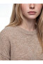 Xside Brown Crew Neck Oversized Women's Knitwear Sweater - 3