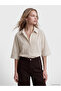 Lcw vision beige striped Oversized women's shirt