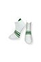 Single Unisex Green Striped White Colored Booties Socks - 3