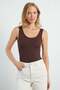 Ribbed Covered U-Neck Snap Fastener Bodysuit