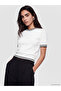 Lcw vision ecru striped crew neck women's knit sweater