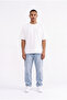 Men's Relaxed Baggy Jean Trousers with Stitching Detail Blue - 5