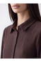 Gencc Quality with Lcw Everyday Brown Plain Loose & Baggy Shirt Collar Long Dress - 3