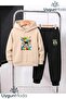 Game over School Printed Hooded Thick Cotton Inside Tracksuit with Pockets Children's Top and Bottom Tracksuit Set