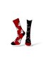 Single Unisex New Year Patterned Red and Navy Blue Colored Socks - 3