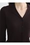 Alita City Lcw Everyday Brown Knitwear Plain Women's Cardigan with a Difference - 3