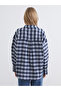 Lcw Vision Navy Blue Plaid Oversized Women's Lumberjack Shirt - 4