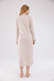 Ecru Special Lace Detailed Design Cotton Long Sleeve Maternity Nightgown with Nursing Feature - 4