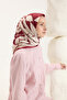 Patterned Twill Scarf Leaf Burgundy - 3