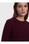 Alita City Lcw Modest Burgundy Hair Braid Patterned Women's Knitwear Sweater with a Difference - 3