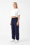 Women's Navy Blue Parachute Fabric Baggy Trousers with Commando Pockets, Loose Fit, Comfortable Fit - 3