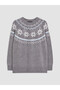 Lcw Modest Gray Crew Neck Patterned Women's Knitwear Sweater - 5