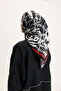 Patterned Twill Scarf Love Black - 5