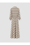 Lcw Studio Ecru Plaid Shirt Dress with Belted Waist - 7