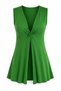 Women's Green Deep V-Neck Double Breasted Detailed Knot Detailed Cotton Combed Cotton Sleeveless Blouse 38 Size - 2