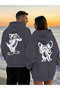Lover - Friend Couple Combination Tom and Jerry Back Printed Special Design Hooded Sweatshirt Set of 2