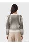 Lcw Everyday Brown Crew Neck Striped Women's Knitwear Cardigan - 4