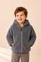 Boys' Plush Cardigan Hooded Zipper Pocketed Lined Soft Teddy Fleece Winter Cardigan 2-9 Years
