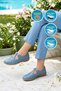 Blue Narrow Fit Orthopedic Comfortable Sole Genuine Leather Velcro Women's Casual Shoes 1025