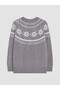 Lcw Modest Gray Crew Neck Patterned Women's Knitwear Sweater - 6