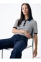 Texx Store Quality Lcwaikiki Classic Navy Blue Polo Collar Striped Women's Knitwear Sweater