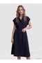 Alita City Lcw Vision Navy Blue Plain Standard & Regular Shirt Collar Midi Shirt Dress with a Difference