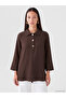Lcw Everyday Brown Shirt Collar Oversize Women's Tunic