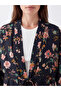 Lcw Grace Black Shawl Collar Floral Women's Robe - 3
