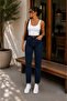 Kante Women's Dark Blue High Waist Lycra Mom Jean