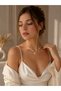 Luxury Eye Women's Eye Necklace Gold Color Asymmetrical Pearl Detailed Necklace - 3