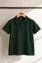 Polo Collar Short Sleeve Unisex Children's School T-Shirt - Khaki - 2