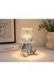 Led Lampshade with Silver Sitting Man Figure – Decorative Table and Bedside Lamp with Transparent Crystal-Looking Head - 4