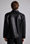 Regular Fit Snap Fastener Black Men's Leather Coat H2233Ax/Bk27 - 7