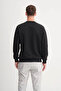 Herringbone Patterned Quilted Jacquard Regular Fit Black Men's Sweatshirt 53395 - 3