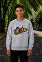 Gray-Black-Red-Navy Blue Four-Way Crew Neck Children's Sweatshirt with Fleece Inside and Skateboard and Dinosaur Prints - 8