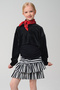 Black Blouse & Striped Layered Skirt Set