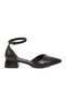 Black Thick Heeled Ankle Strap Buckle Pointed Toe Women's Evening Dress Shoes Pc-55613 - 2