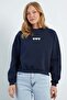 3 Thread Heart Embroidered O Oversized Sweatshirt - 6
