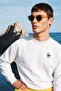Men's Oversize Sweatshirt Howdy Rider Printed White – Crew Neck, 3 Thread Raster Fleece - 4