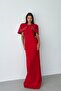 Red Bolero Stone Embellished Underwire Long Evening Dress