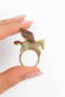 Gold Color Pegasus Figured Zircon Stone Showy Statement Adjustable Design Style Women's Ring - 3