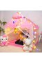 Princess Pink Kids Play Tent with Spacious House Design, Soft Curtain Entrance, Decorative Fairy Lights, Colorful Ball Garland and Canopy Roof, Indoor Pretend Playhouse for Girls, Toddlers, Bedrooms a - 3