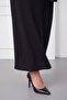 Women's Black Short Sleeve Brooch Detailed Plus Size Blouse Skirt Set - 3