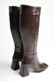 Women's Bitter Brown Thick Heeled Boots - 6