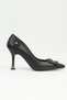 Black Thin Heeled Pointed Toe Women's Evening Dress Shoes with Buckle Detail Pc-54029