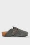 Men's Buckle Detailed Cork Anatomical Sole Slippers Smoked