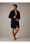 Men's Navy Blue Dressing Gown - 2