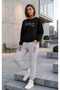 Zero Collar Sweat Suit 2-Piece Combination Winter Embroidered Handwritten Los Angeles Printed